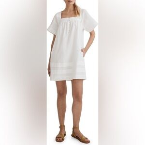 Madewell Nisha Cotton Poplin White Mini Dress - Size Small